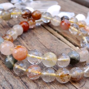 9mm Natural Multi Rutile Quartz Beaded Stretch Bracelet, Golden Rutile, Green, Multi Stone Rutilated Quartz Bracelet, Natural Stones 9mm Natural Multi Rutile Quartz Beaded Stretch Bracelet, Golden Rutile, Green, Multi Stone Rutilated Quartz Bracelet, Natural Stones