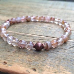 Rutilated Quartz Beaded Stretch Bracelet, Stacking Stretch Bracelet, Quartz Jewelry, Earthy Stone Bracelet Rutilated Quartz Beaded Stretch Bracelet, Stacking Stretch Bracelet, Quartz Jewelry, Earthy Stone Bracelet