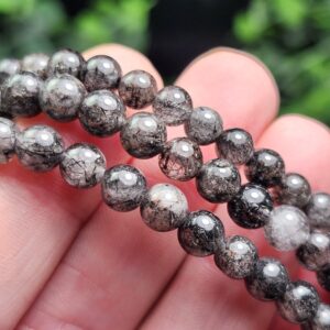 Black Rutilated Quartz Crystal Bracelet: Polished Gemstone Jewelry Black Rutilated Quartz Crystal Bracelet: Polished Gemstone Jewelry