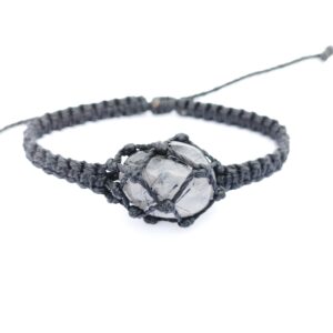 Black Rutilated Quartz Bracelet: Mens Macrame Gemstone Jewelry Black Rutilated Quartz Bracelet: Mens Macrame Gemstone Jewelry