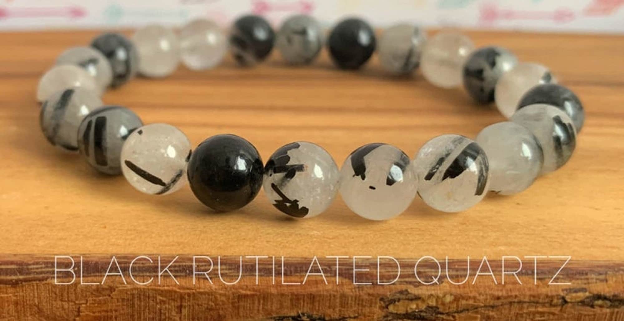 Black Rutilated Quartz Bracelet, Natural Black Rutilated Round Smooth Gemstone Bracelet, Handmade Bracelet, Tiny Jewelry, Healing Bracelet Black Rutilated Quartz Bracelet, Natural Black Rutilated Round Smooth Gemstone Bracelet, Handmade Bracelet, Tiny Jewelry, Healing Bracelet