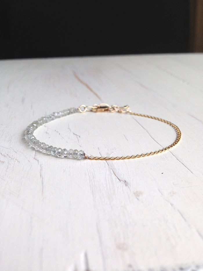 Rutilated Quartz Bracelet Faceted Gemstone Bracelet 14k Gold Filled