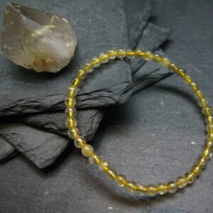 Rutilated Quartz Genuine Bracelet ~ 7 Inches ~ 4mm Round Beads Rutilated Quartz Genuine Bracelet ~ 7 Inches ~ 4mm Round Beads