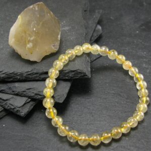 Rutilated Quartz Genuine Bracelet ~ 7 Inches ~ 6mm Round Beads Rutilated Quartz Genuine Bracelet ~ 7 Inches ~ 6mm Round Beads