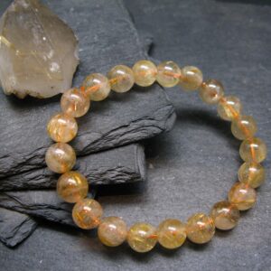 Rutilated Quartz Genuine Bracelet ~ 7 Inches ~ 9mm Round Beads Rutilated Quartz Genuine Bracelet ~ 7 Inches ~ 9mm Round Beads