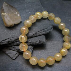 Rutilated Quartz Genuine Bracelet ~ 7 Inches ~ 11mm Round Beads Rutilated Quartz Genuine Bracelet ~ 7 Inches ~ 11mm Round Beads