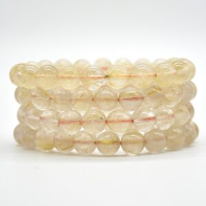 Golden Rutilated Quartz Gemstone Round Beads Bracelet Sample Strand - Grade Aa - 10mm - 7.5 Inches Golden Rutilated Quartz Gemstone Round Beads Bracelet Sample Strand - Grade Aa - 10mm - 7.5 Inches