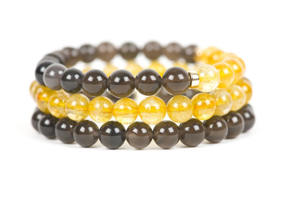 Golden Rutilated Quartz Bracelet, Genuine Gemstone Bracelet, Handmade Jewelry