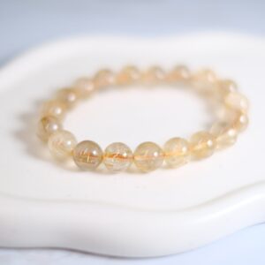 Golden Rutilated Quartz Bracelet - Natural Stone Beads - Gold Rutile Jewelry - Fantasy Bracelet - Gold Healing Bracelet - Golden Quartz Golden Rutilated Quartz Bracelet - Natural Stone Beads - Gold Rutile Jewelry - Fantasy Bracelet - Gold Healing Bracelet - Golden Quartz