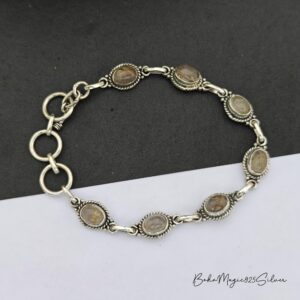 Golden Rutile Quartz Bracelet: Handmade 925 Sterling Silver Cuff Golden Rutile Quartz Bracelet: Handmade 925 Sterling Silver Cuff