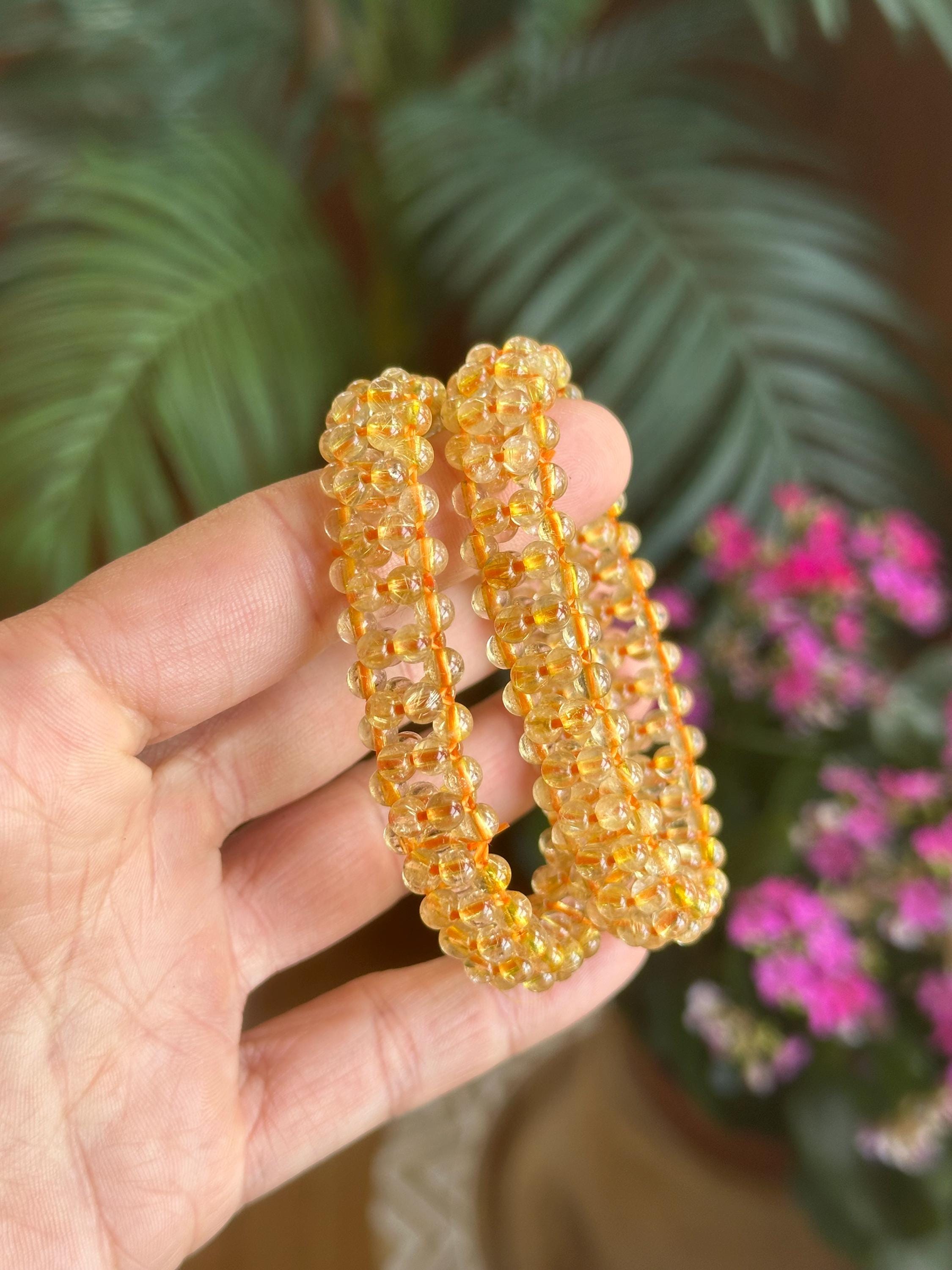 Golden Rutile Quartz Seed Beed Layered Bracelet