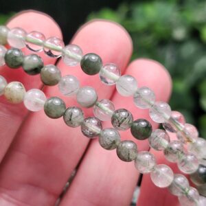 Green Rutilated Quartz Crystal Bracelet: Polished Gemstone Jewelry Green Rutilated Quartz Crystal Bracelet: Polished Gemstone Jewelry