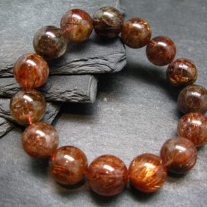 Red Rutilated Quartz Genuine Bracelet ~ 7 Inches ~ 14mm Round Beads Red Rutilated Quartz Genuine Bracelet ~ 7 Inches ~ 14mm Round Beads
