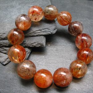 Red Rutilated Quartz Genuine Bracelet ~ 7.5 Inches ~ 18mm Round Beads Red Rutilated Quartz Genuine Bracelet ~ 7.5 Inches ~ 18mm Round Beads