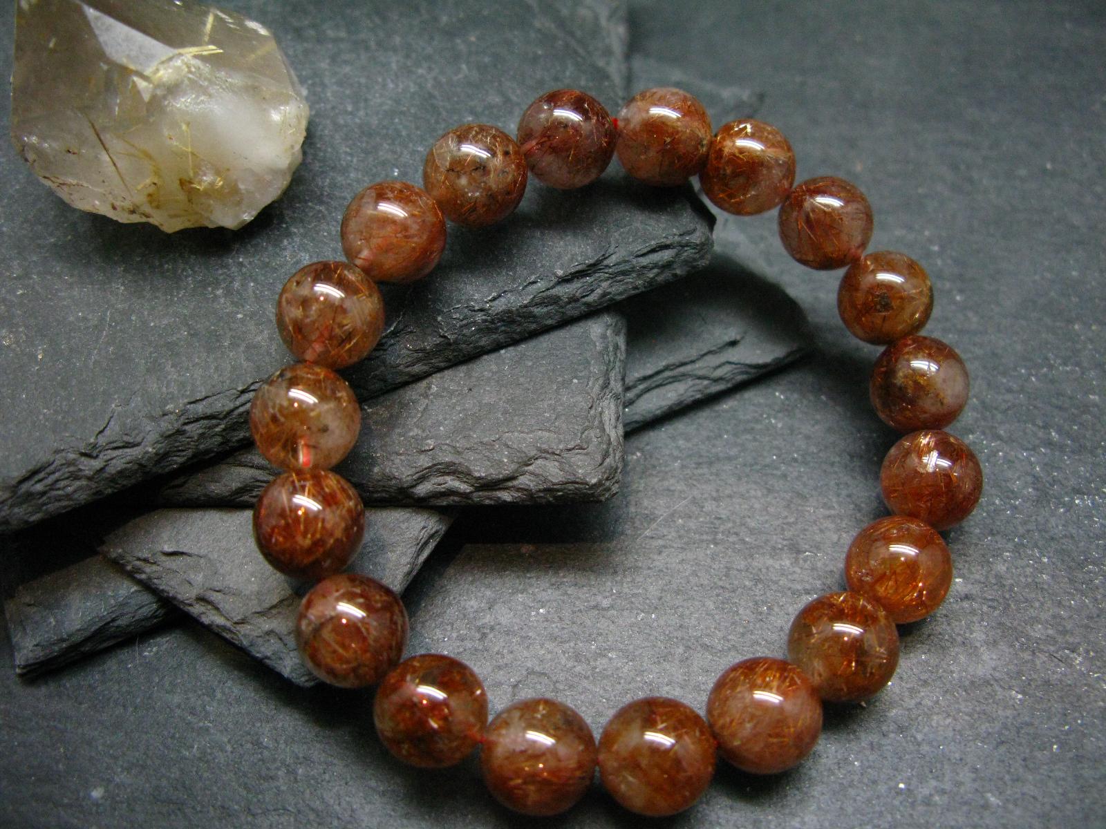 Red Rutilated Quartz Genuine Bracelet ~ 7 Inches ~ 11mm Round Beads Red Rutilated Quartz Genuine Bracelet ~ 7 Inches ~ 11mm Round Beads