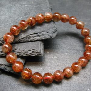 Red Rutilated Quartz Genuine Bracelet ~ 7 Inches ~ 8mm Round Beads Red Rutilated Quartz Genuine Bracelet ~ 7 Inches ~ 8mm Round Beads