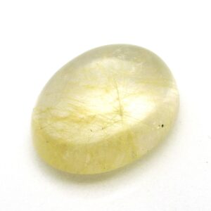 11.125 Carats Rutilated Quartz Cabochon 17x14 14x17 17mm X 14mm Loose Gemstone Domed Oval Gold Golden Flax Strand Rutile Clear Crystal