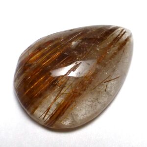 12.985 Carats Rutilated Quartz Cabochon Copper Penny Flax Strands Rutile 3d Hand Cut Clear Crystal Inclusion Domed Gemstone
