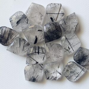 Rutilated Quartz Cabochon, 2 Pcs Shield Shape Rutile Rose Cut Flat Back Cabochons, 19mm Rutile Faceted Gemstones For Jewelry - Psg331