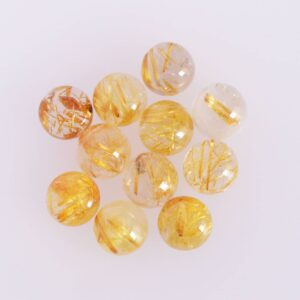 Aaa+ Golden Rutile Quartz Round Shape Cabochon Flat Back Calibrated Wholesale Gemstone For Jewelry Making, All Sizes Available