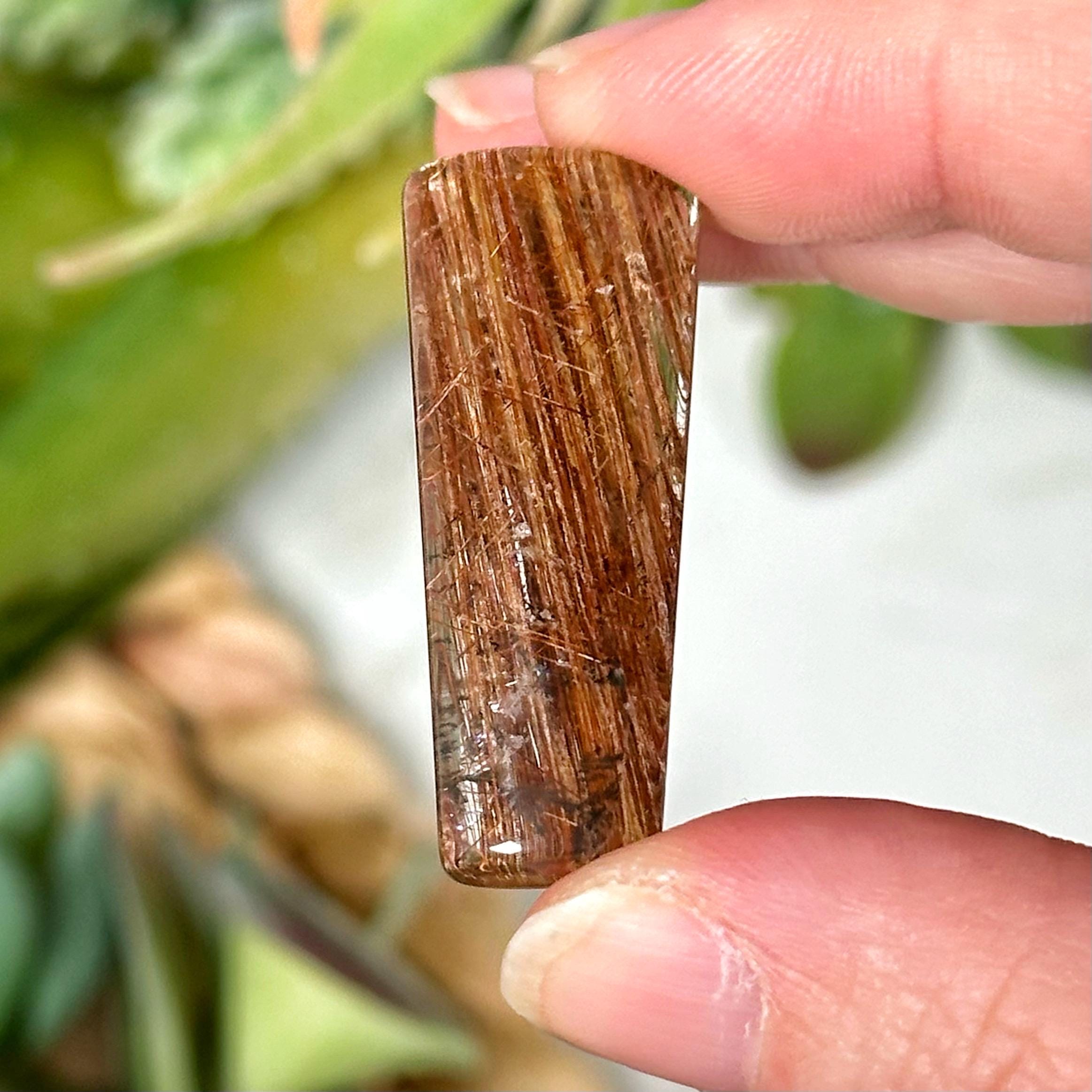 Rutilated Quartz Cabochon | 6g | - #7 (polished Gold Crystal Jewelry, Healing Stone, All Chakras, Rutile)