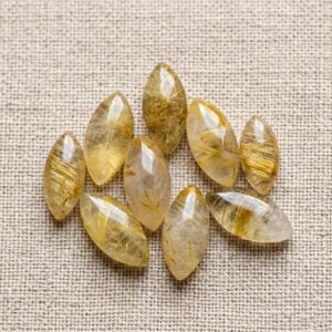Aaa+ Natural Golden Rutile Quartz Marquise Shape Cabochon Golden Rutile Flat Back Polished Calibrated Gemstones All Sizes Available