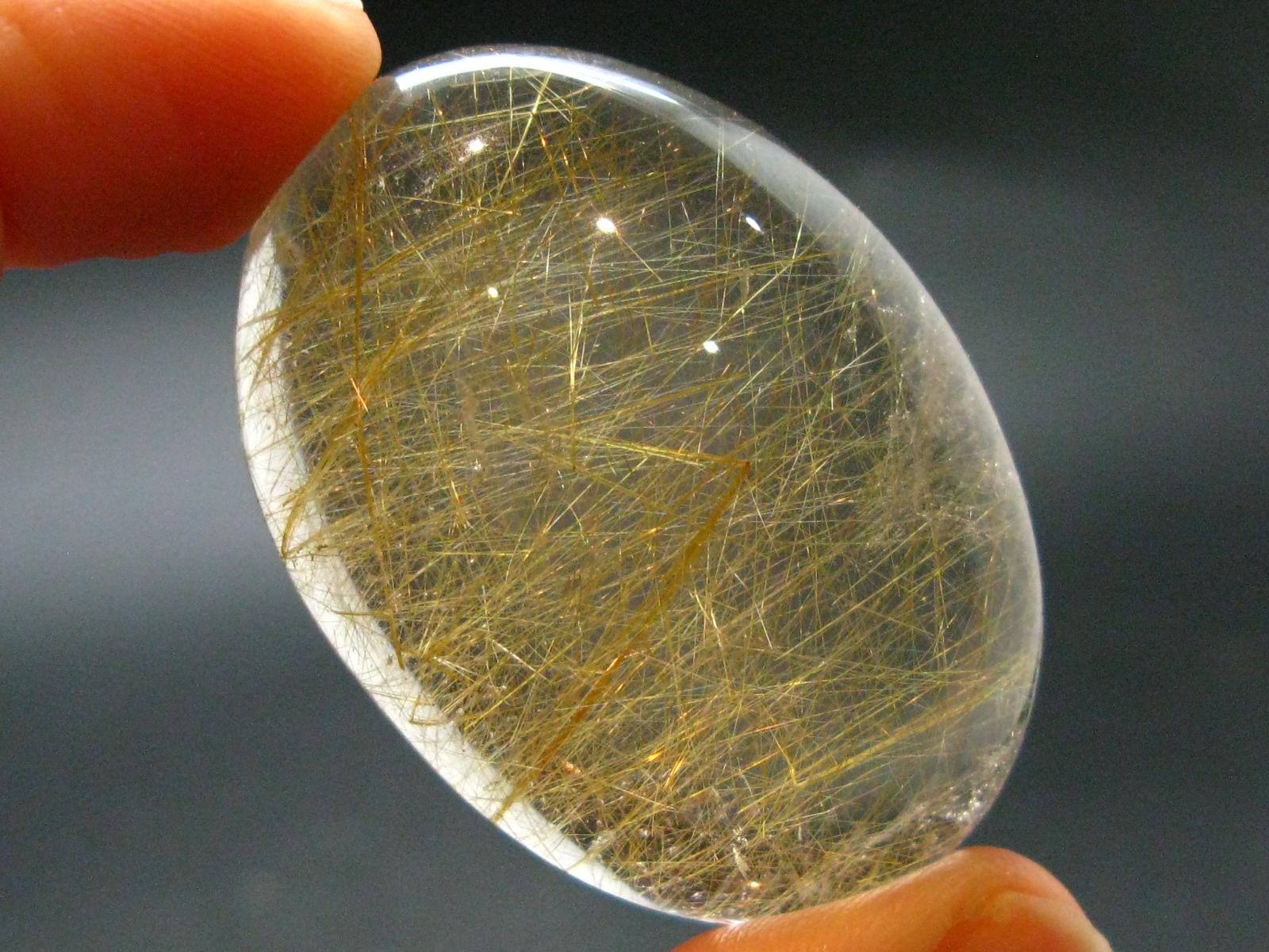 Rutilated Quartz Cabochon From Brazil - 1.8" - 33.57 Grams Rutilated Quartz Cabochon From Brazil - 1.8" - 33.57 Grams