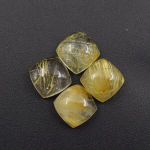 Natural Golden Rutile Quartz Cushion Shape Cabochon Flat Back Polished Calibrated Wholesale Gemstone For Jewelry Making All Suzes Available