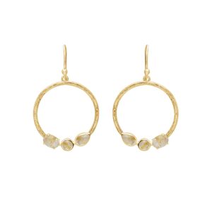 Golden Rutilated Quartz Drop Earrings, 925 Sterling Silver, Delicate Gemstone Jewelry