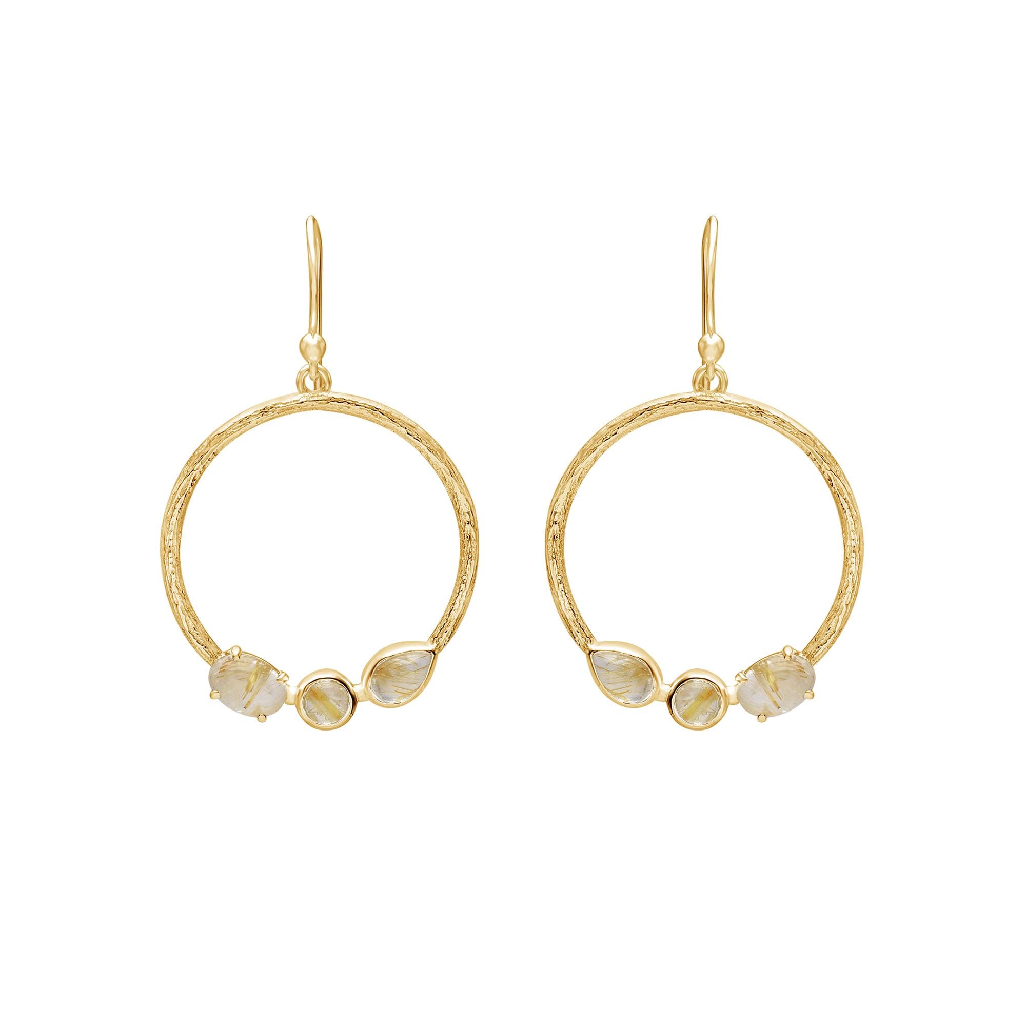 Golden Rutilated Quartz Drop Earrings, 925 Sterling Silver, Delicate Gemstone Jewelry