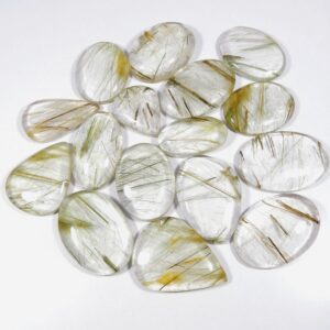 Golden Green Multi Rutile Quartz Cabochon. Natural Rutile Quartz Gemstone. Elegant~ Rutilated Quartz Gemstone. Loose For Jewelry.