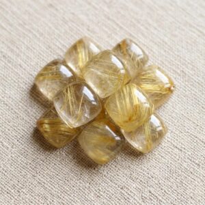 Golden Rutilated Quartz Smooth Square Gemstone Aaa+ Quality Golden Rutile Square Flat Back Polished Cabochon For Jewelry Making All Sizes