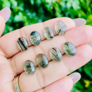 Green Rutile Quartz Crystal Cabochon (1) One XS Green Quartz Rutilated Stone, Oval Round Flat Back, High Quality Natural Gemstone Jewelry