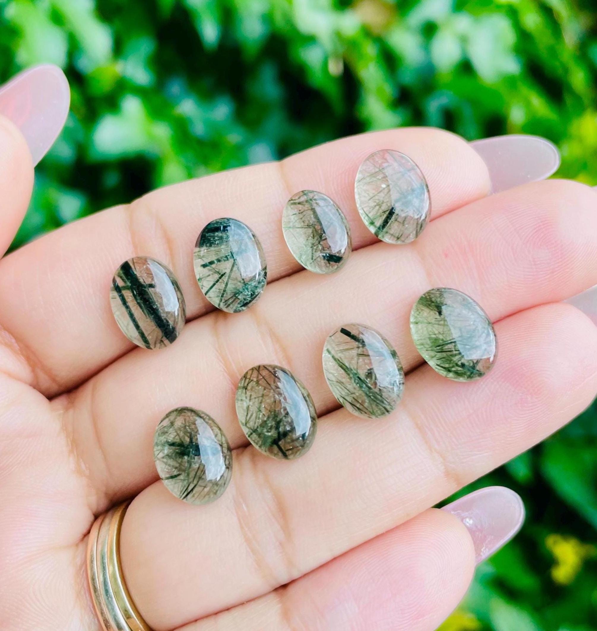 Green Rutile Quartz Crystal Cabochon (1) One Xs Green Quartz Rutilated Stone, Oval Round Flat Back, High Quality Natural Gemstone Jewelry Green Rutile Quartz Crystal Cabochon (1) One Xs Green Quartz Rutilated Stone, Oval Round Flat Back, High Quality Natural Gemstone Jewelry