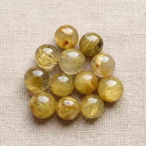 Natural Golden Rutile Quartz Round Cabochon For Jewelry Making (flat Back Polished)