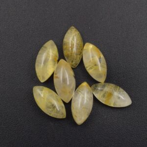 Aaa+ Quality Natural Golden Rutile Quartz Smooth Marquise Shape Calibrated Flat Back Cabochon Gemstone For Jewelry Making All Size Available