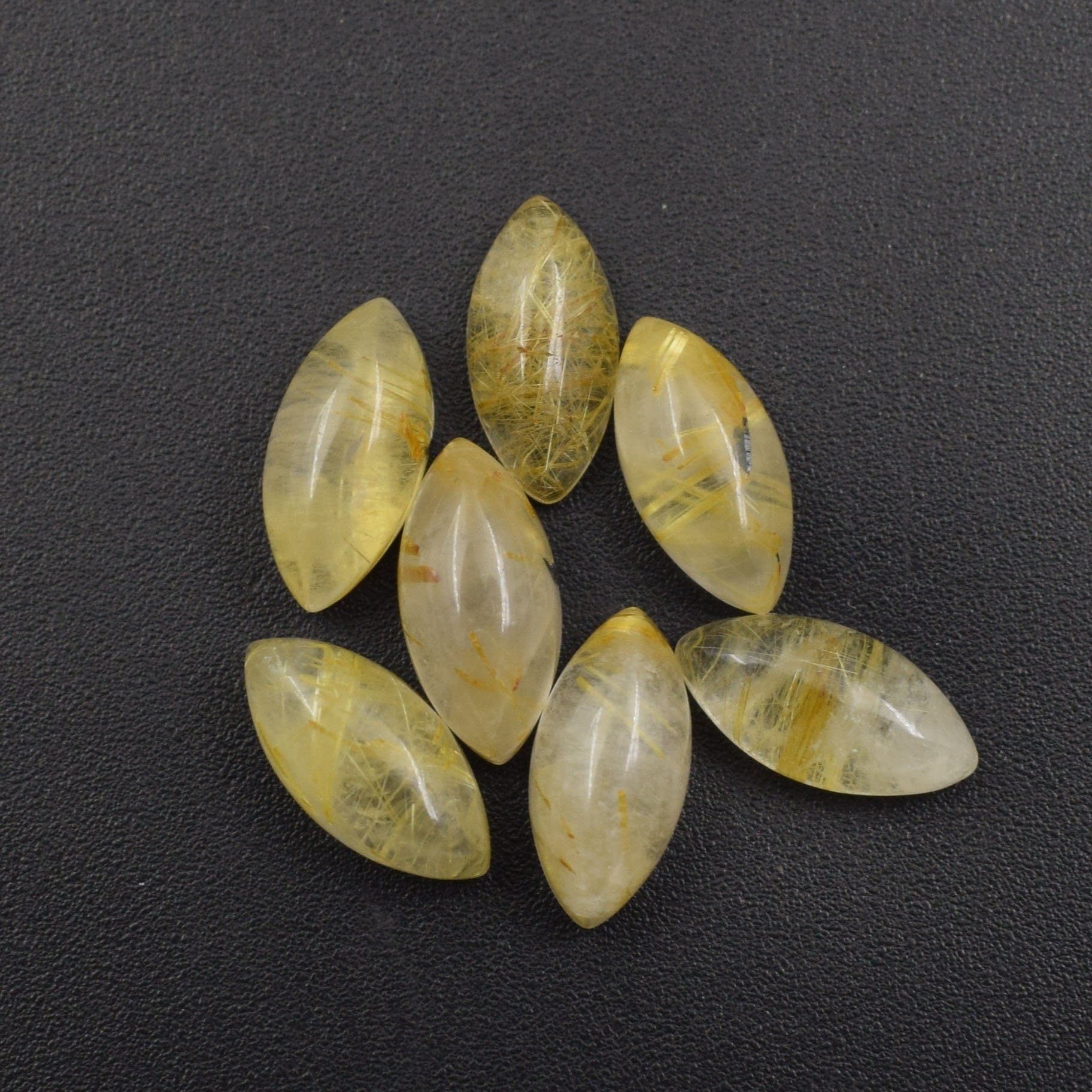 Aaa+ Quality Natural Golden Rutile Quartz Smooth Marquise Shape Calibrated Flat Back Cabochon Gemstone For Jewelry Making All Size Available