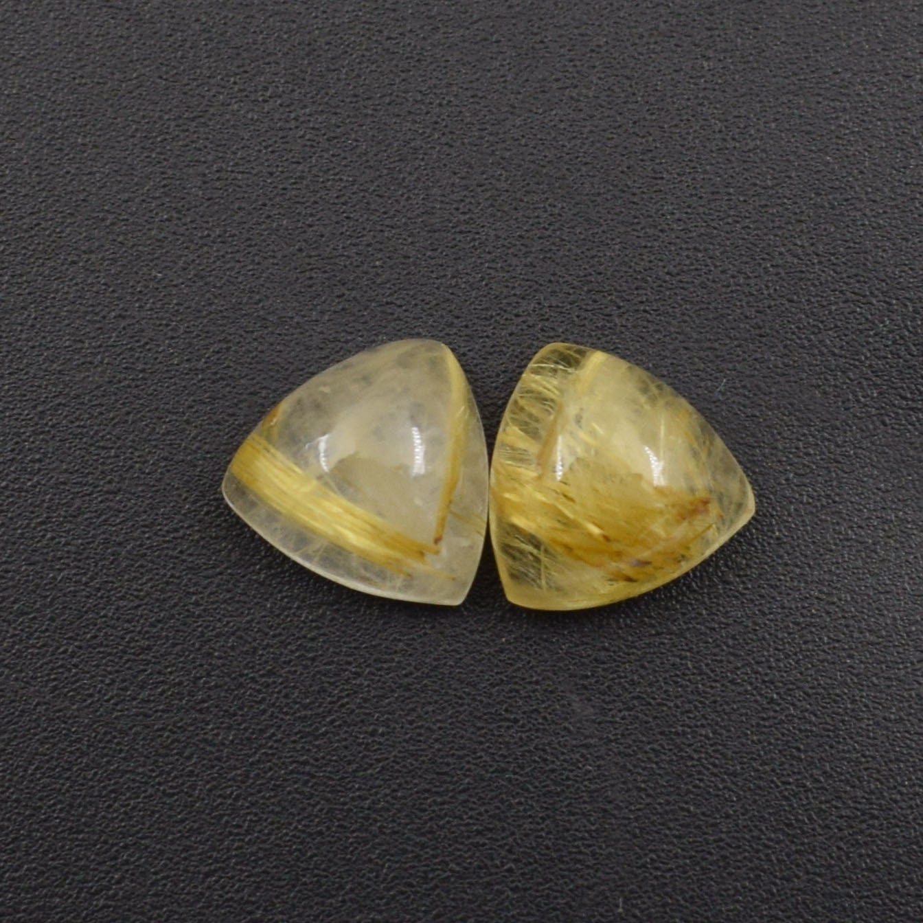 Golden Rutile Quartz Trillion Cabochon Calibrated Gemstone | Natural Flat Back Loose Stone For Jewelry Making | Triangle Cabochon Gemstone