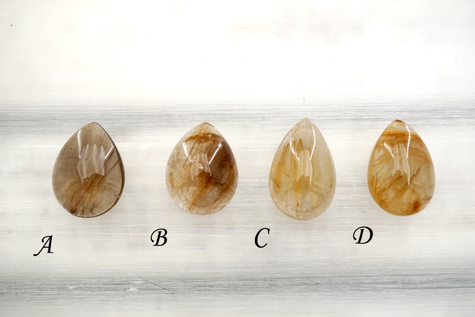 Polished Rutile Quartz Cabochon - Venus Hair Stone