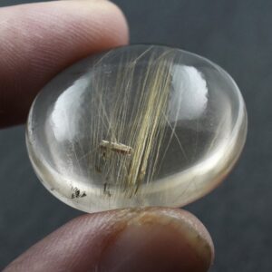 Smokey Golden Rutilated Quartz with Phantom Inclusion, Oval Cabochon Gemstone - 24x29mm, 56.55ct