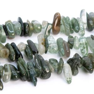 12-24x3-5MM Green Rutilated Quartz Beads Stick Pebble Chip Genuine Natural Grade AAA Gemstone Loose Beads 15.5"/8" Bulk Lot Options (112837)