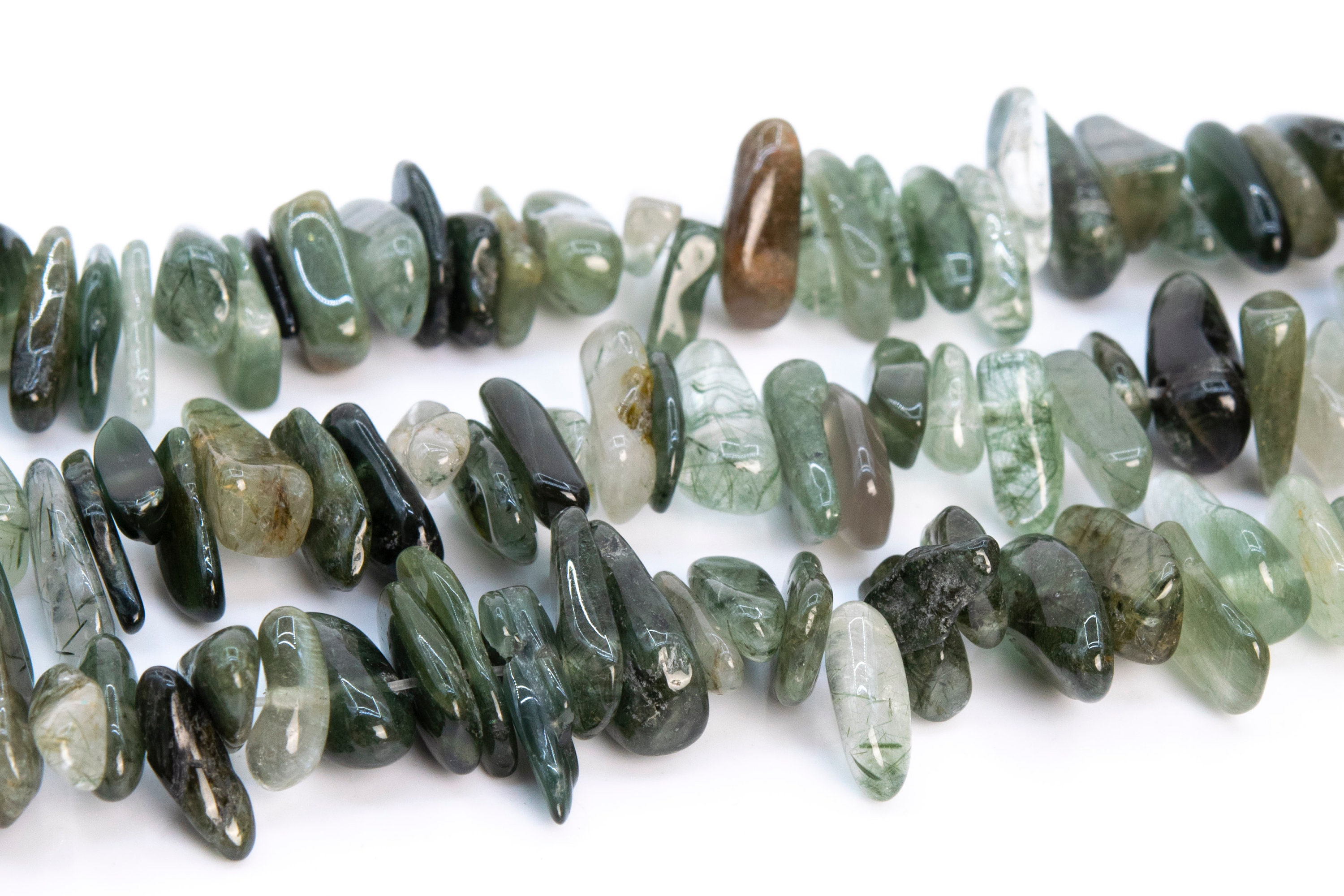 12-24x3-5mm Green Rutilated Quartz Beads Stick Pebble Chip Genuine Natural Grade Aaa Gemstone Loose Beads 15.5"/8" Bulk Lot Options (112837)