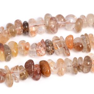 4-10mm Bronze Rutilated Quartz Beads Pebble Chips Grade Aa Genuine Natural Gemstone Beads 15" Bulk Lot Options (108407)