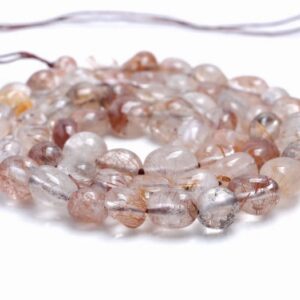 6-7MM Bronze Rutilated Quartz Gemstone Pebble Nugget Granule Loose Beads 15.5 inch Full Strand (80001970-A30)