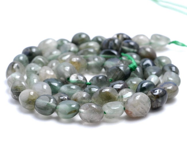 7-8mm Golden Rutilated Quartz Gemstone Pebble Nugget Granule Loose Beads 16 Inch Full Strand (80001972-a30)