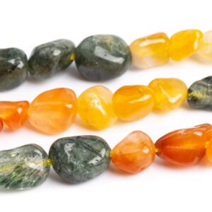 7-9MM Multicolor Rutilated Quartz Beads Pebble Nugget Grade AAA Genuine Natural Gemstone Beads 15.5"/7.5" Bulk Lot Options (108433)