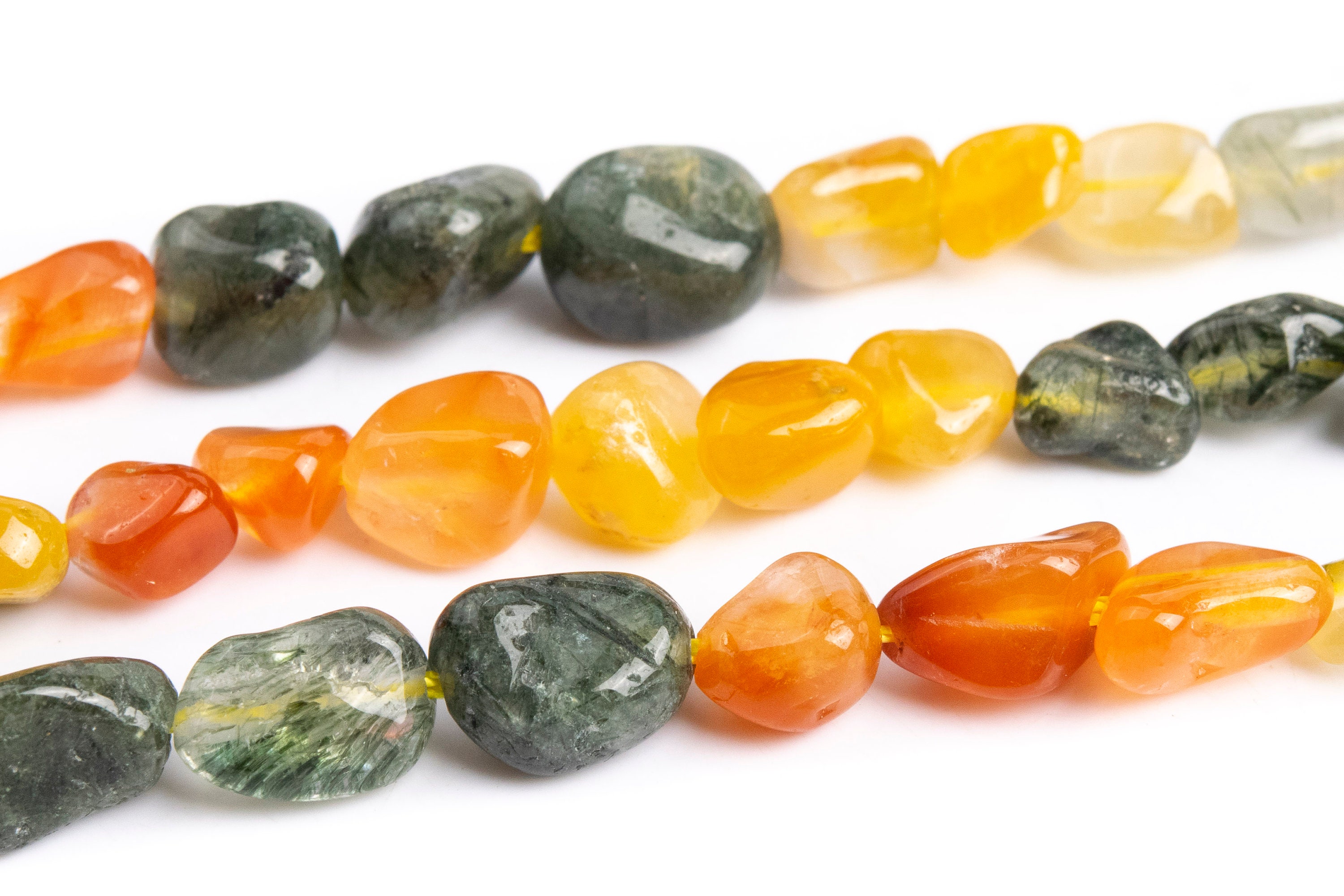 7-9mm Multicolor Rutilated Quartz Beads Pebble Nugget Grade Aaa Genuine Natural Gemstone Beads 15.5"/7.5" Bulk Lot Options (108433)