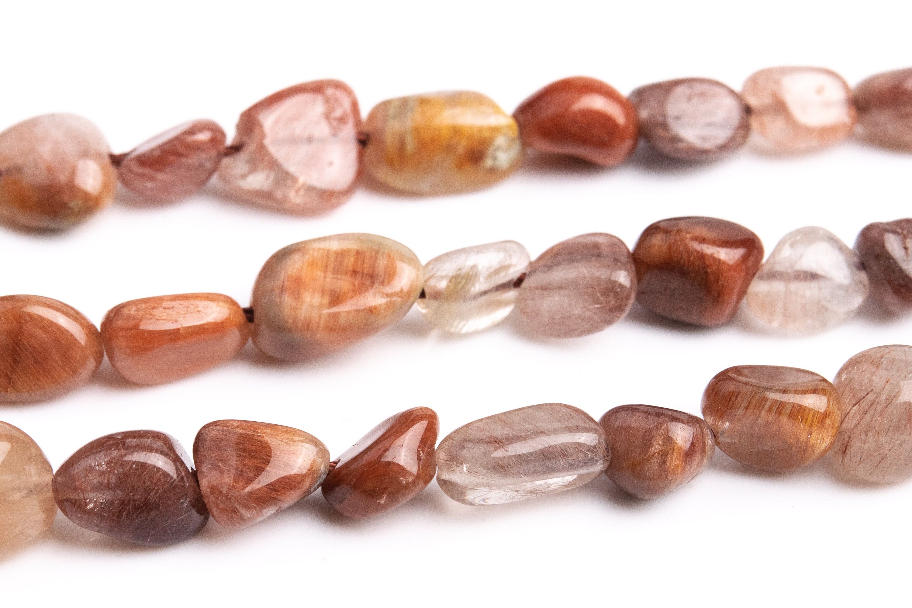 7-9mm Bronze Rutilated Quartz Beads Pebble Nugget Grade Aa Genuine Natural Gemstone Beads 15.5"/7.5" Bulk Lot Options (108435)