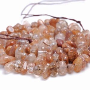 7-9MM Bronze Rutilated Quartz Gemstone Pebble Chip Loose Beads 15.5 inch  (80002128-A7)