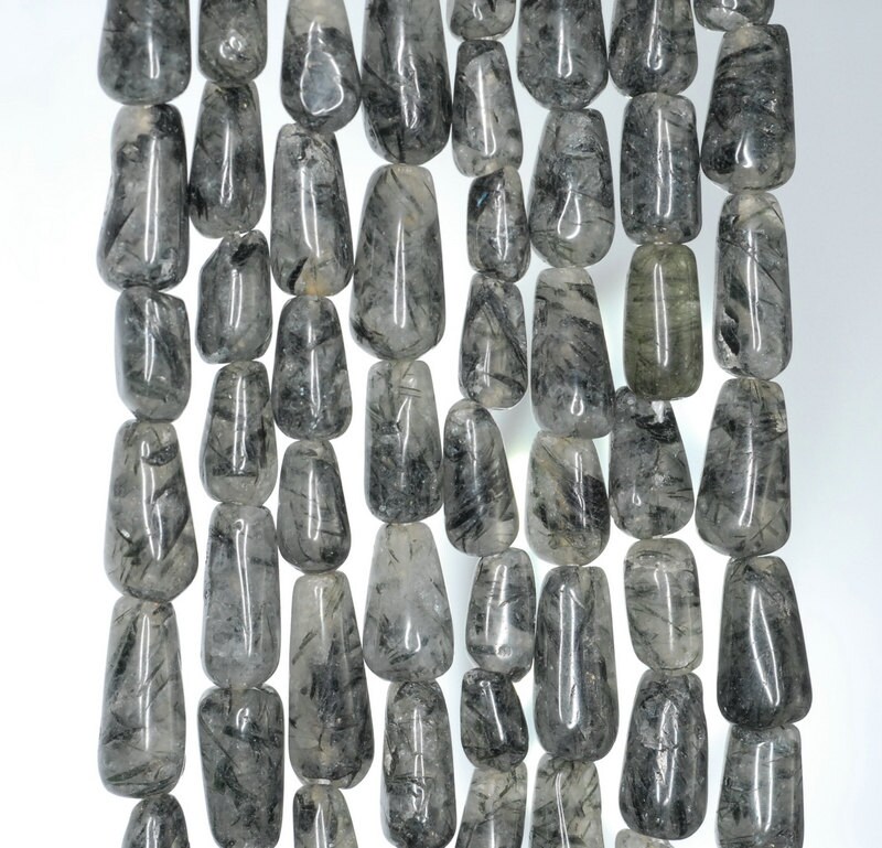 8x5-13x6mm Acicular Rutilated Quartz Gemstone Teardrop Nugget Loose Beads 14 Inch Full Strand (90185184-897)